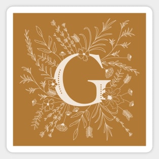 Botanical Letter G (Mustard Yellow) Magnet